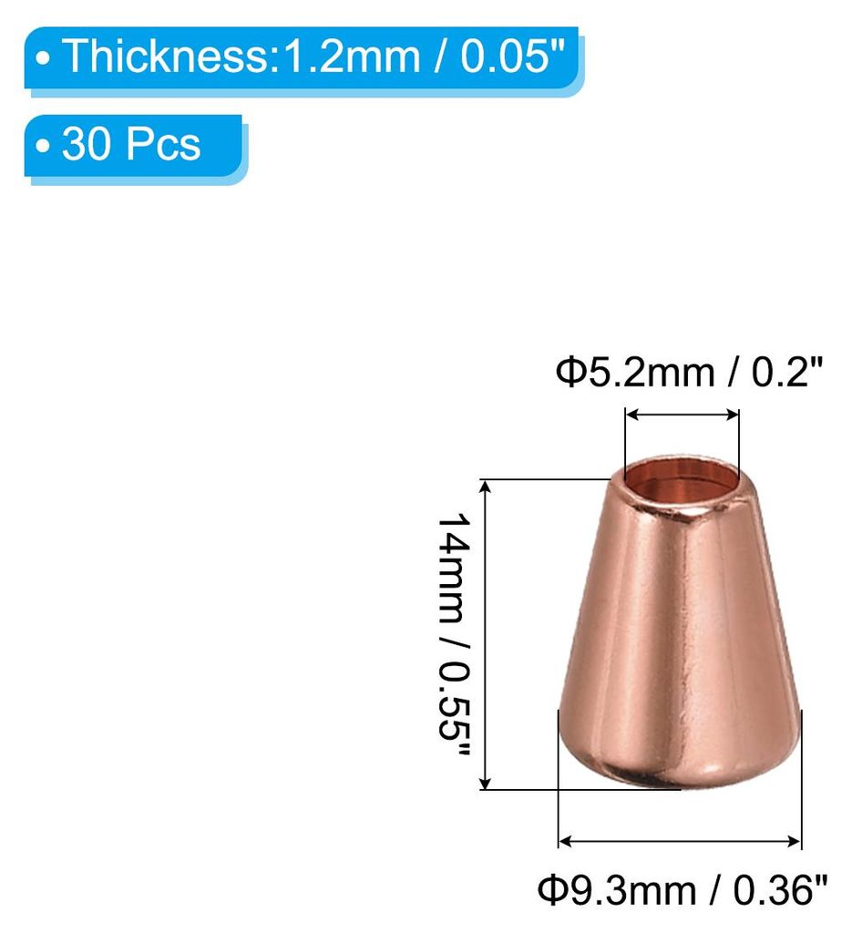Kordelenden Bell Stopper Konische Kordelenden, 30er Packung Zinklegierung Kordelverschlussclip fš¹r DIY-Rucks?cke, Schnš¹rsenkel, Taschen, Hell...
