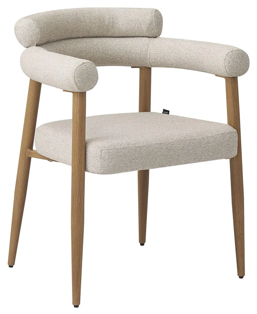 Chaise salle à manger Selsey Pragess bouclé beige et chêne naturel