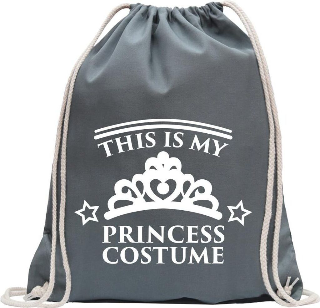 Kiwistar - Turnbeutel - stahlgrau - This is My Princess Costume - Fun Rucksack Sport Beutel Gymsack Baumwolle mit Ziehgurt