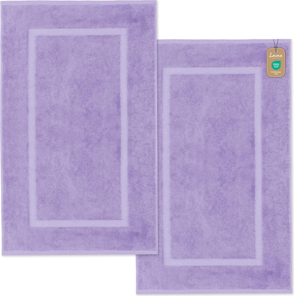 Lavea 2er Set Badematte 50x80 cm – rutschfeste, Waschbare Badematten 100% Baumwolle, Frottierserie Elena – Saugstark, Strapazierfähig - Lave...