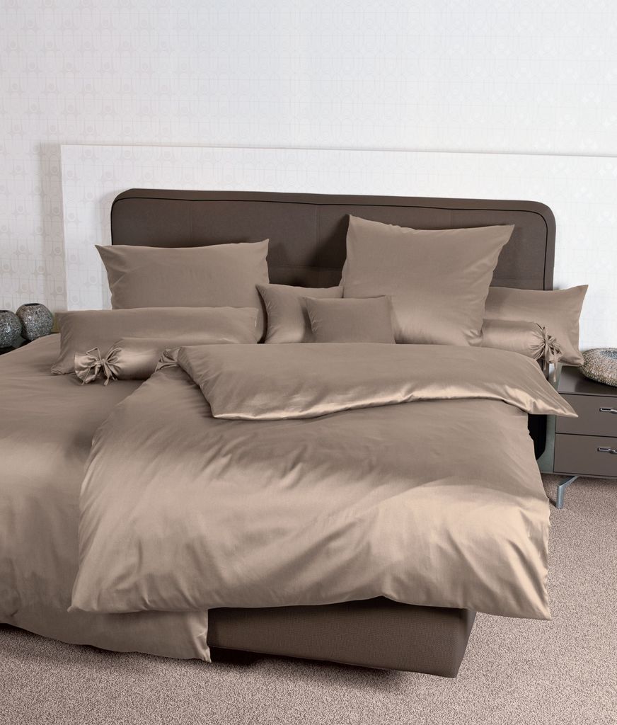 Janine Design Mako-Satin-Bettwäsche-Garnitur 31001 Colors Farbe taupe Größe 200x220 + 2x 80x80