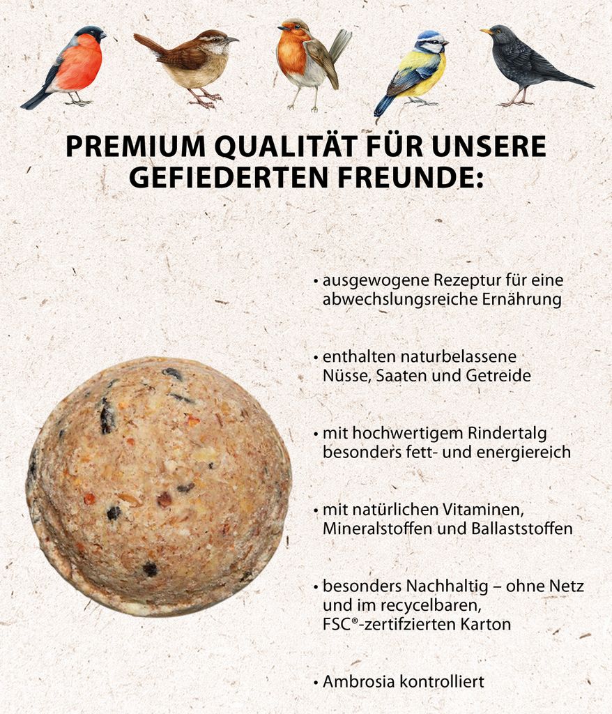 Dehner Natura Premium Meisenknödel ohne Netz, ganzjähriges Produktbild 3