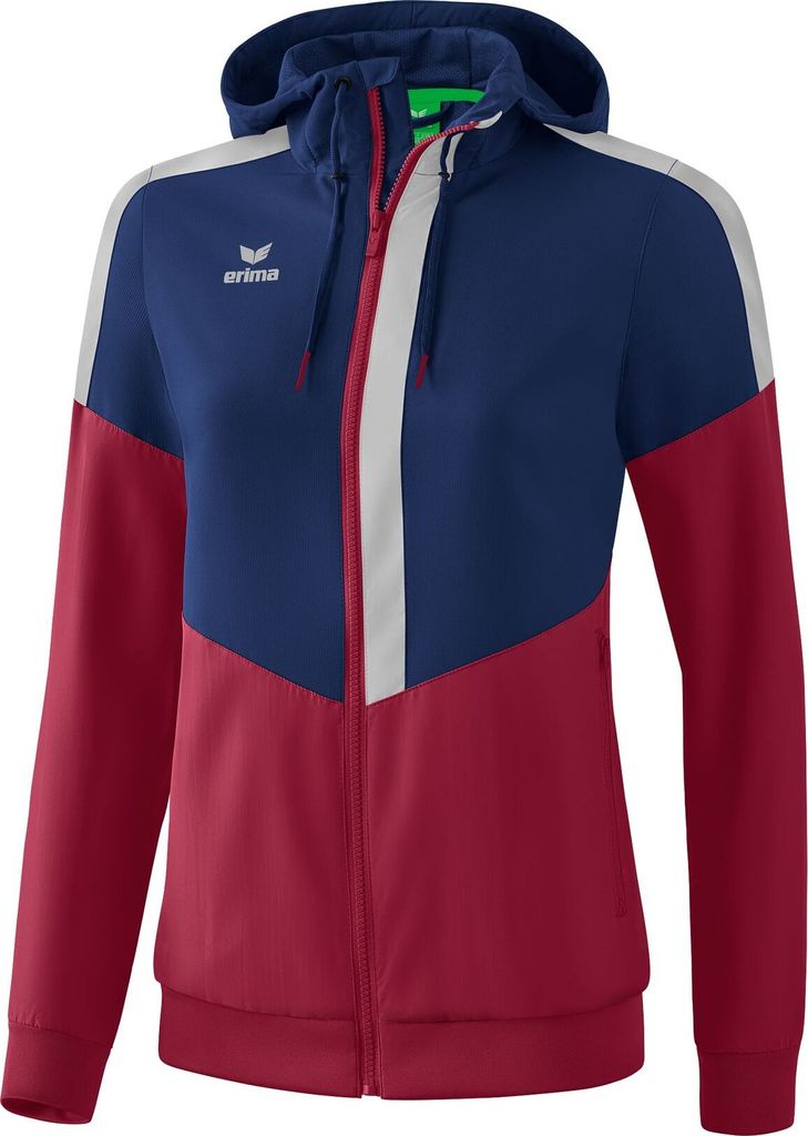 Erima Squad Tracktop Jacke Mit Kapuze Damen - New Navy / Bordeaux / Silver Grey