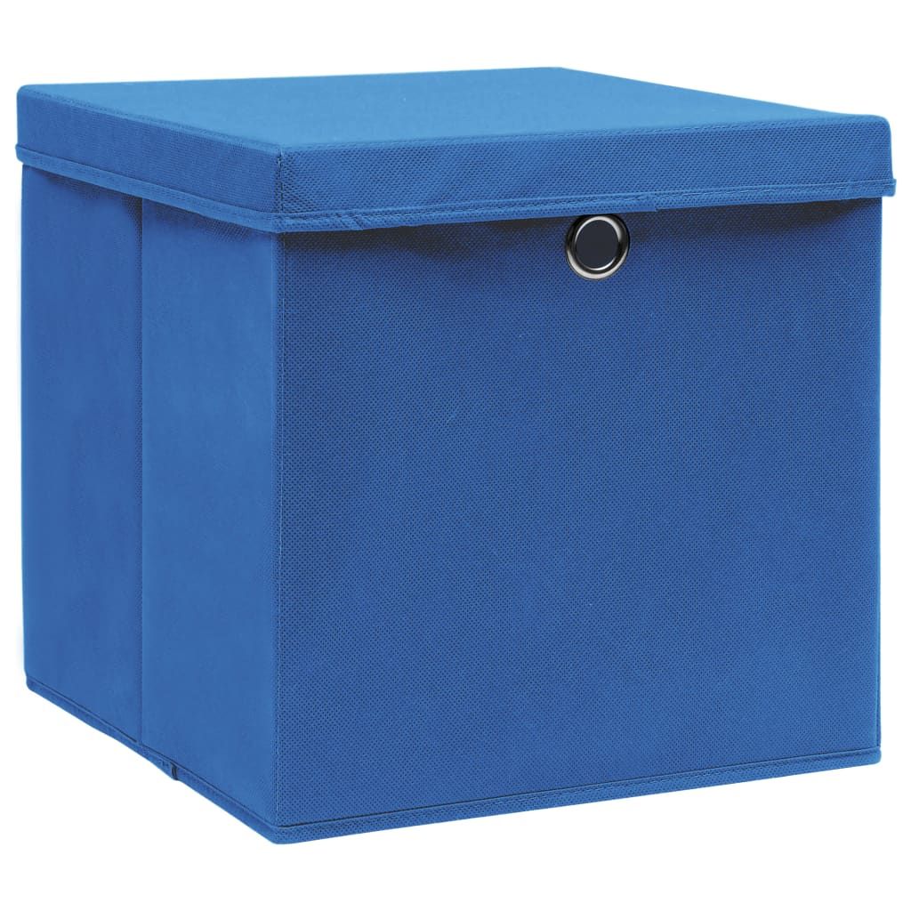 vidaXL Scatole con coperchio 4 pezzi 28x28x28 cm Blu Immagine del prodotto 