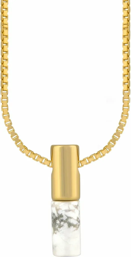 Ciondolo con catena in argento sterling 925/- 42+3 cm Howlith giallo 360242193-45