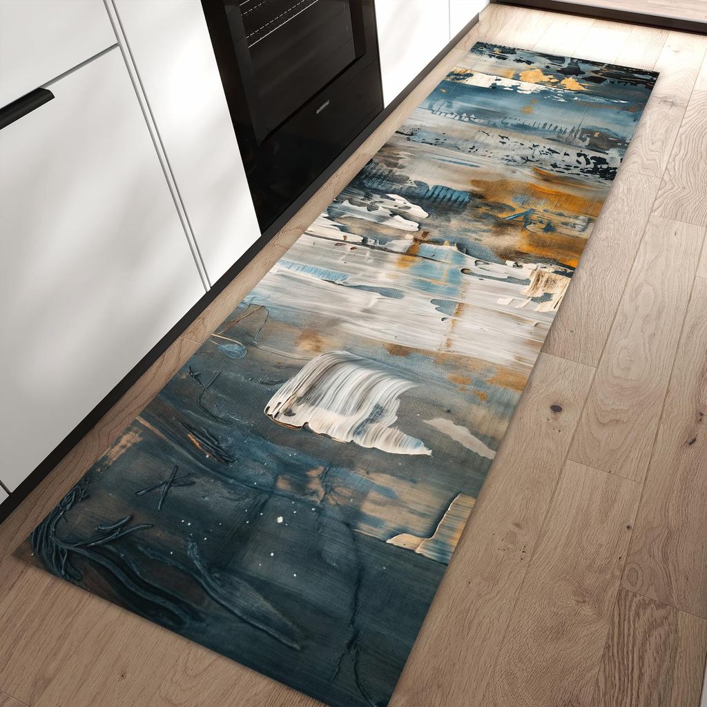 Küchenteppich 60x90cm rutschfest & abwischbar PVC Läufer - Abstrakte Kunstwerke