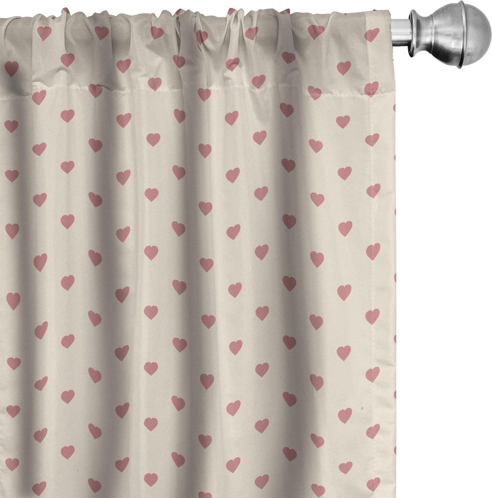 ABAKUHAUS Valentinstag Vorhänge, Gardinen, Herz wiederholendes Muster Pastell Softy Töne Minimal Ornament Illustration, 2 Stück 75 x 175 cm, Get...