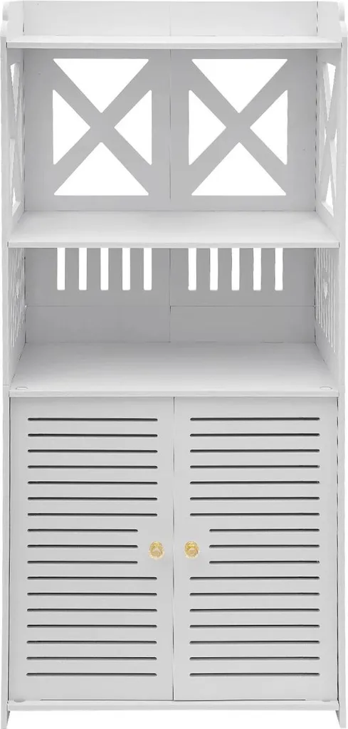 Armoire de rangement blanche multicouche avec étagères ergonomiques