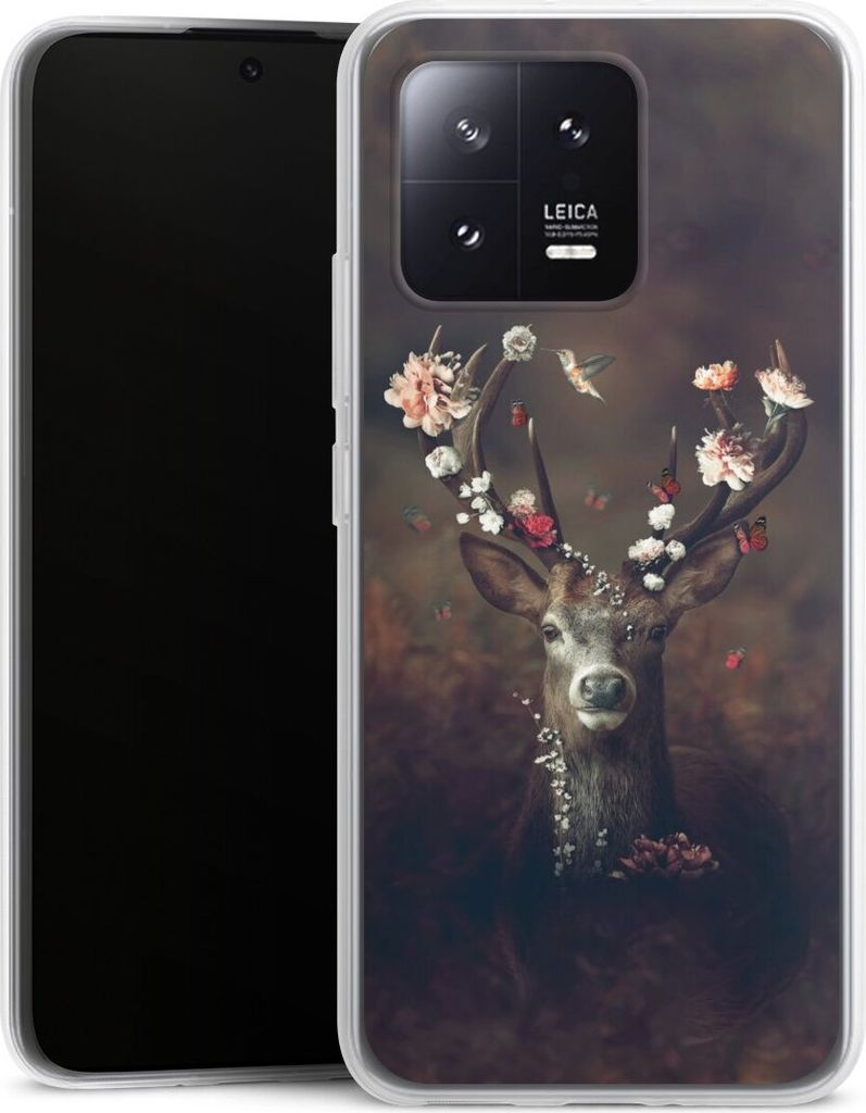 DeinDesign Slim Hülle für Xiaomi 13 Silikon Case Ultra Dünn Handyhülle Blumen Rehe Rentier