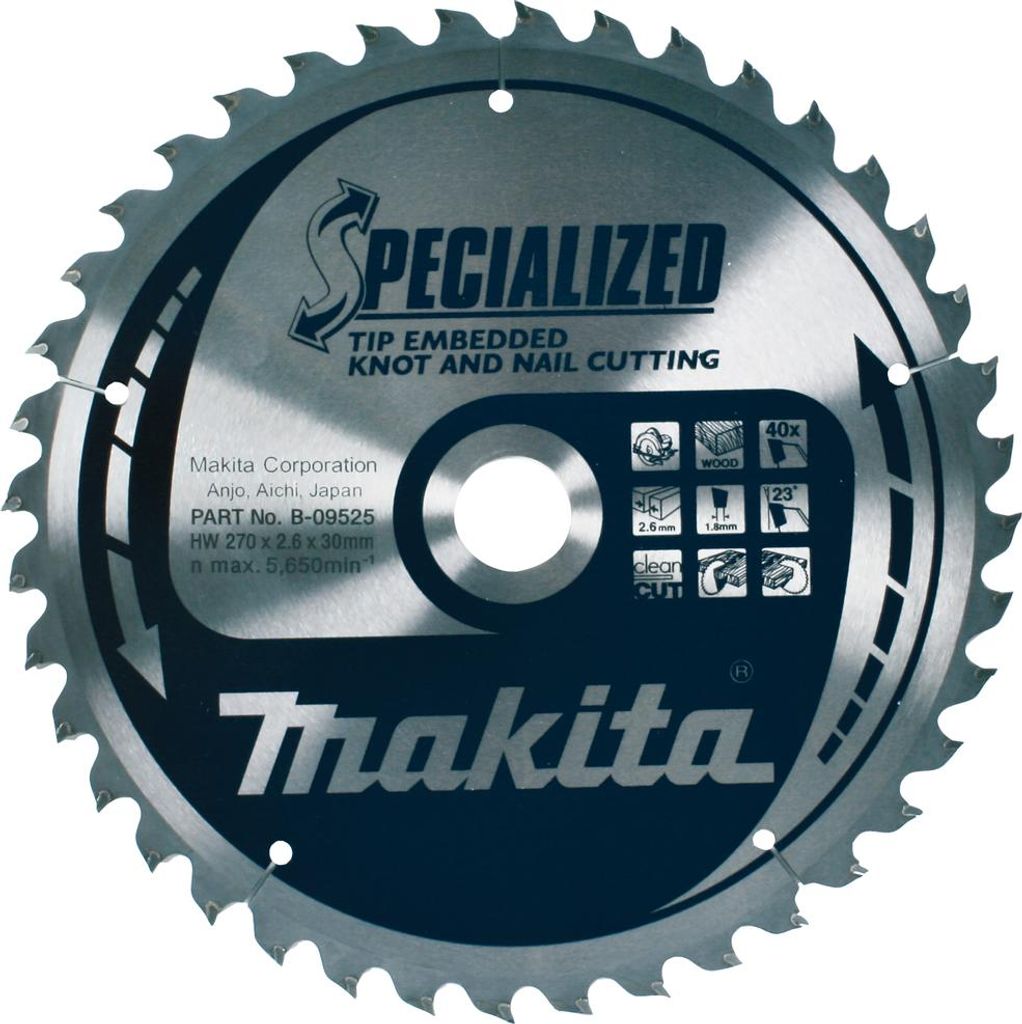 Makita Kreissägeblatt, Eingebettete Schneide 270 x 30 mm - 40 Zähne