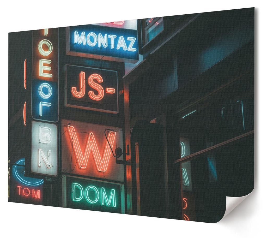 Neonlichter in der Stadt - Kunstdruck A4 - Illustration, Poster, Fotografie- Wandbild für Wohnzimmer Schlafzimmer & Flur, Modernes Poster Wanddeko...