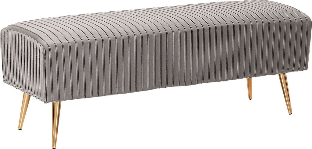 BELIANI Bank Hellgrau Samtstoff mit Goldenen Metallbeinen Retro s Design Wohnzimmer Garderobe Bettbank Fußbank Sitzbank Ottomane Sitzhocker