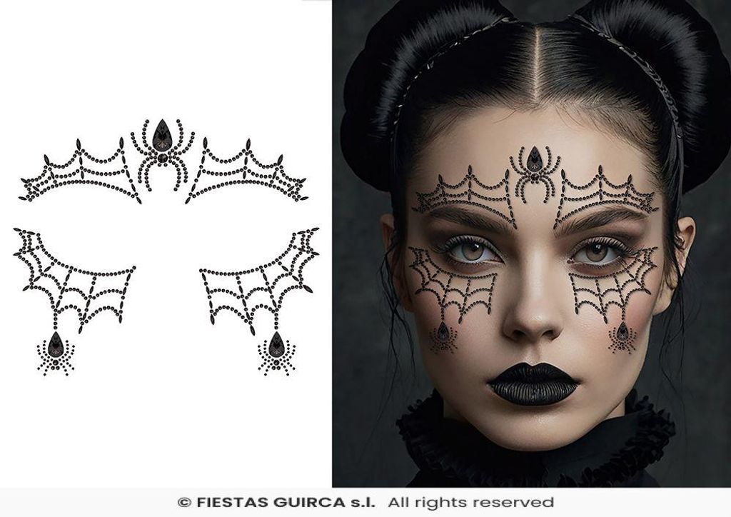Face Art Glitzer Tattoo Sticker 13x15cm "Spinne" Produktbild 
