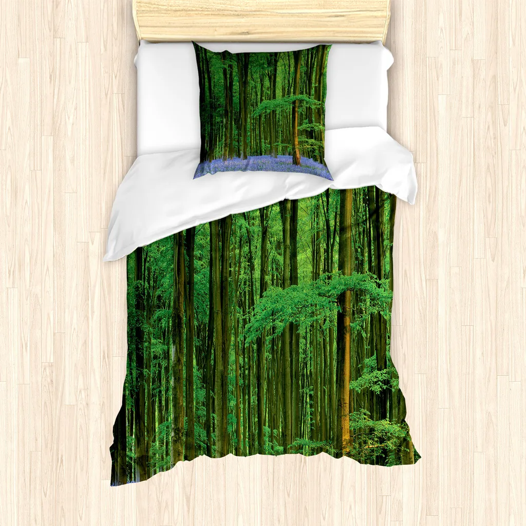 ABAKUHAUS Set Copripiumino Singolo Verde Lavanda 135x200 Antiacaro