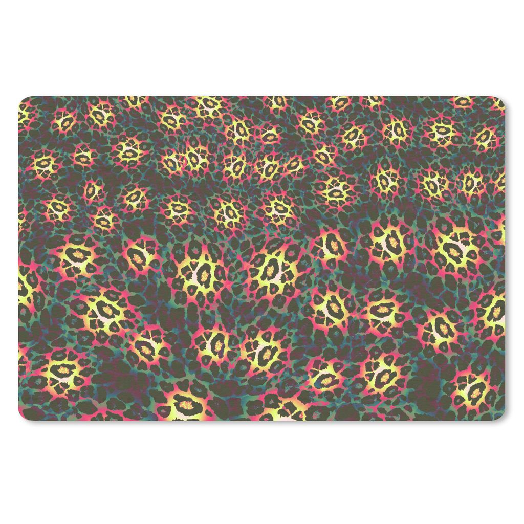 MuchoWow Schreibtischunterlage Leopard - Bunt - Design 60x40 cm - XXL Mauspad - Großes Mauspad