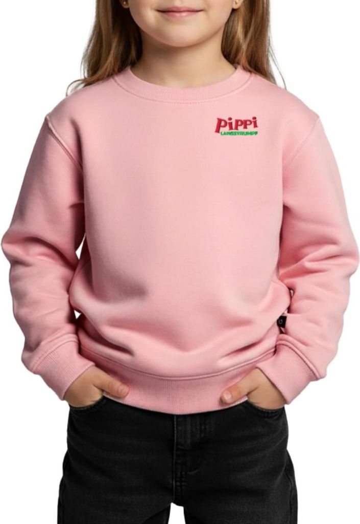 Spreadshirt Pippi Langstrumpf Logo Stick Kinder/Teenager Premium Pullover, 134/140 (8 Jahre), Rosa