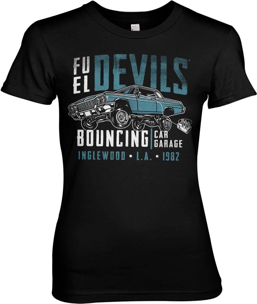 Fuel Devils Bouncing Garage Girly Tee - Small - Black