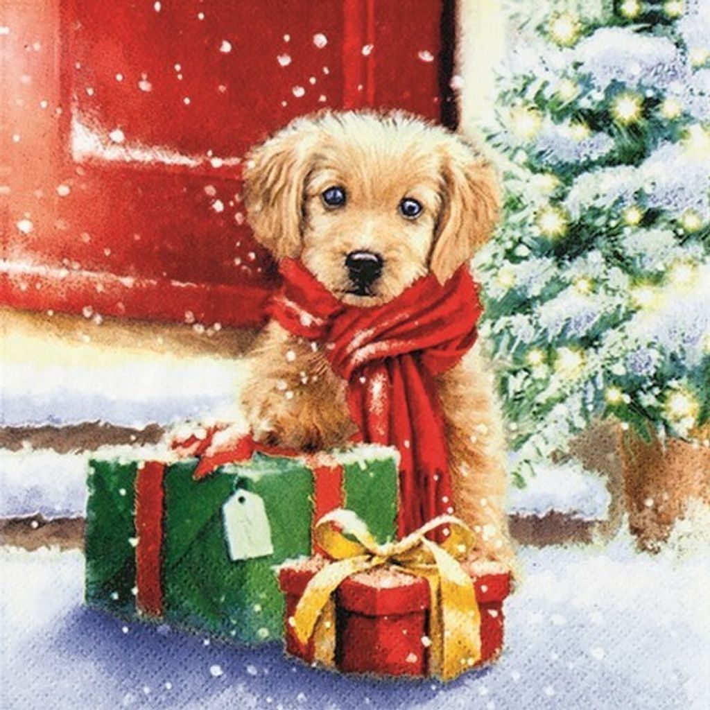 Home Fashion Weihnachts - Servietten 33x33 cm, 20 Stück, Servietten:Little Puppy