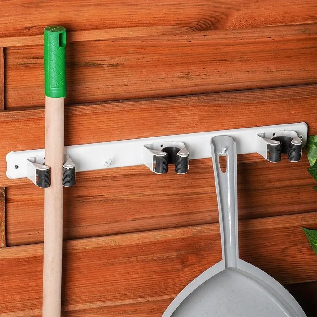 Organizer Giardino Metallo: Gancio Triplo per Attrezzi e Scope - 6