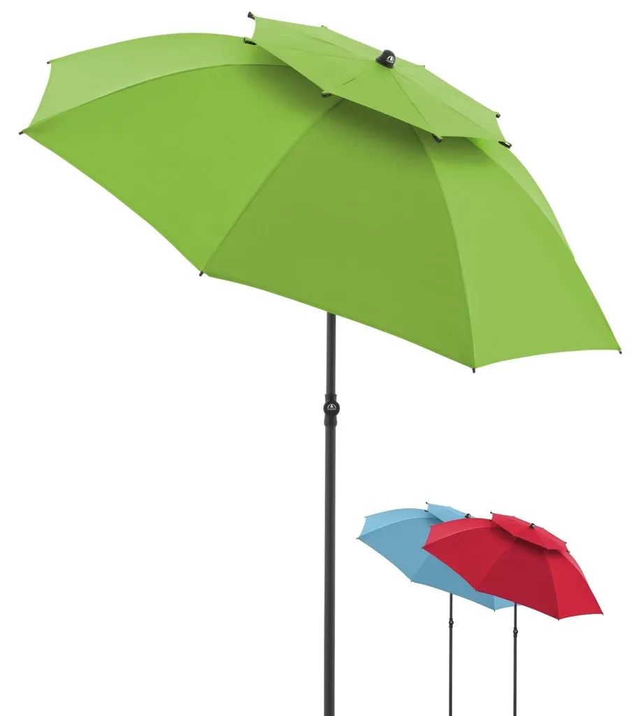 Parasol inclinable pour jardin et terrasse 2m vert avec mât télescopique