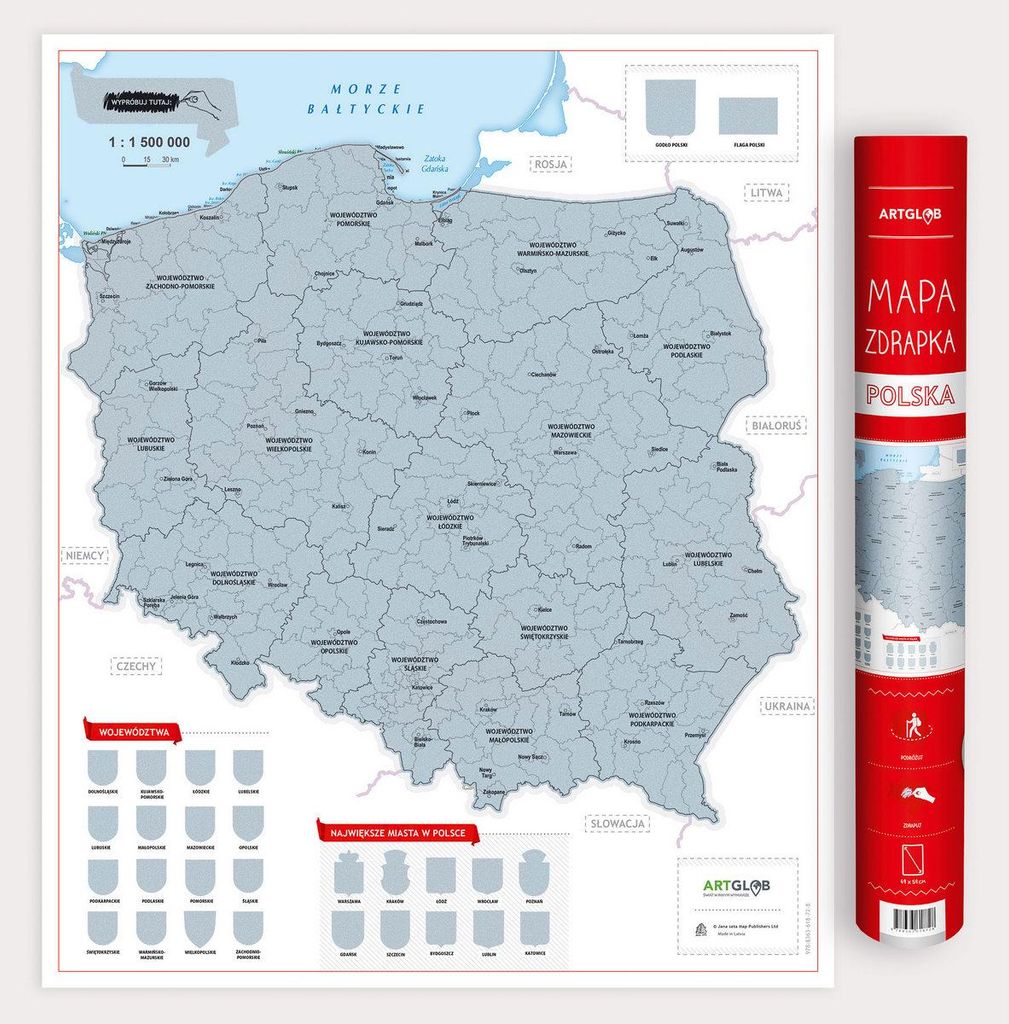 Rubbelkarte Polen im Maßstab 1:500 000 für junge Entdecker