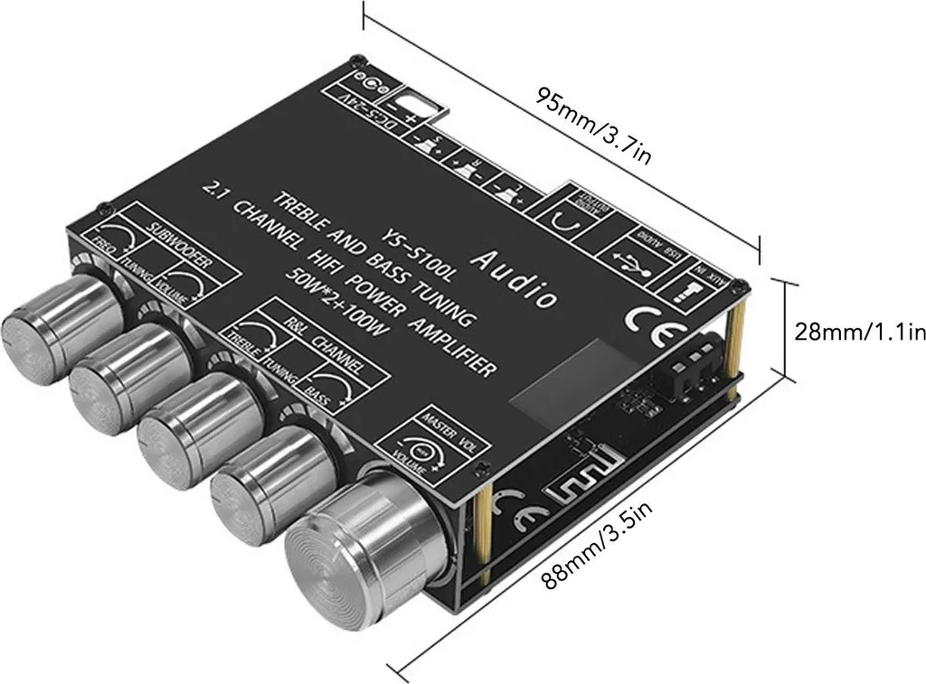 Carte Amplificateur Bluetooth 2.1 2x50W+100W XY-S100L avec Contrôle APP