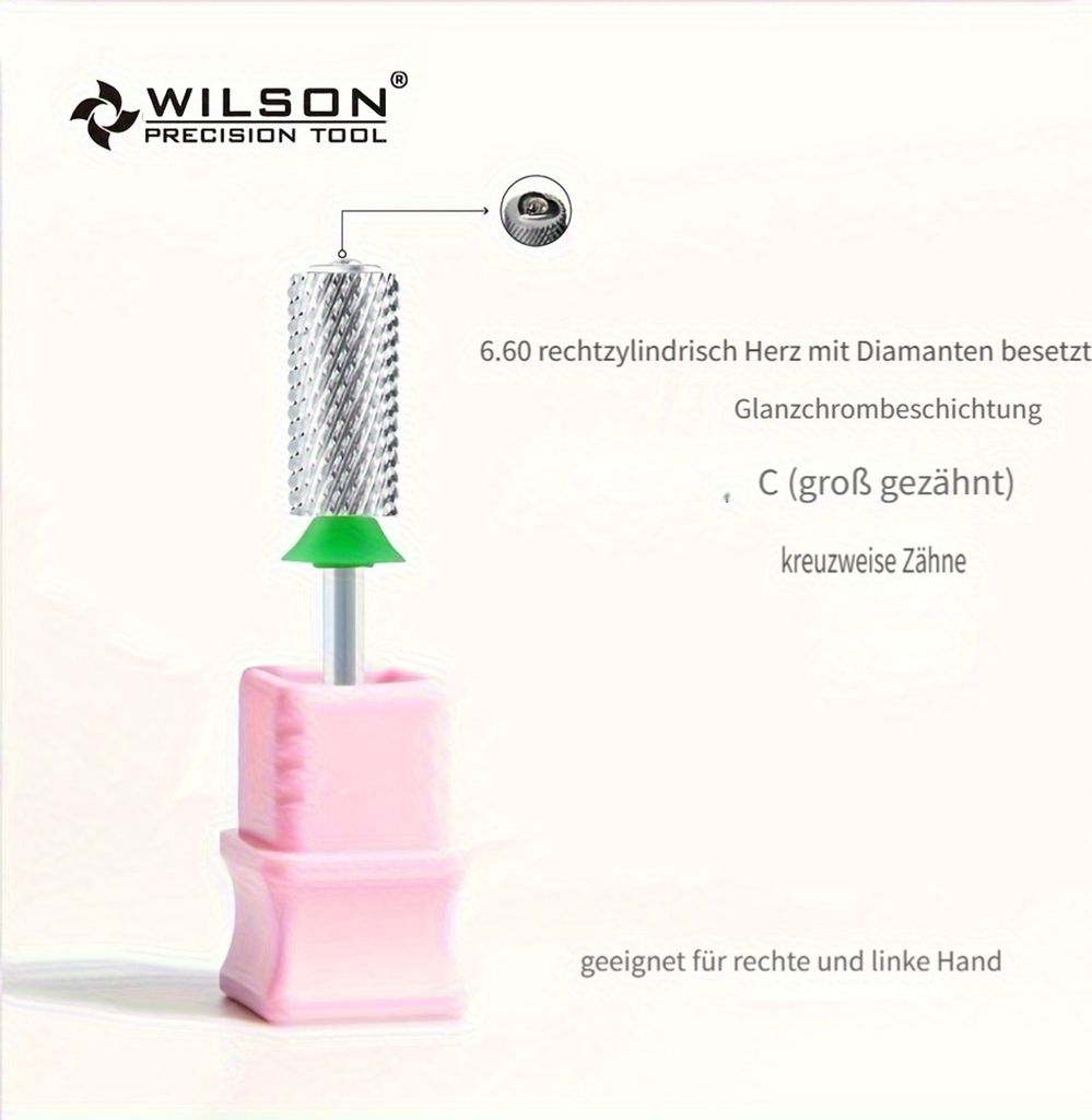 Wilson 6.6mm Professionelle Nagelschleifköpfe gerader Nagelbohrer