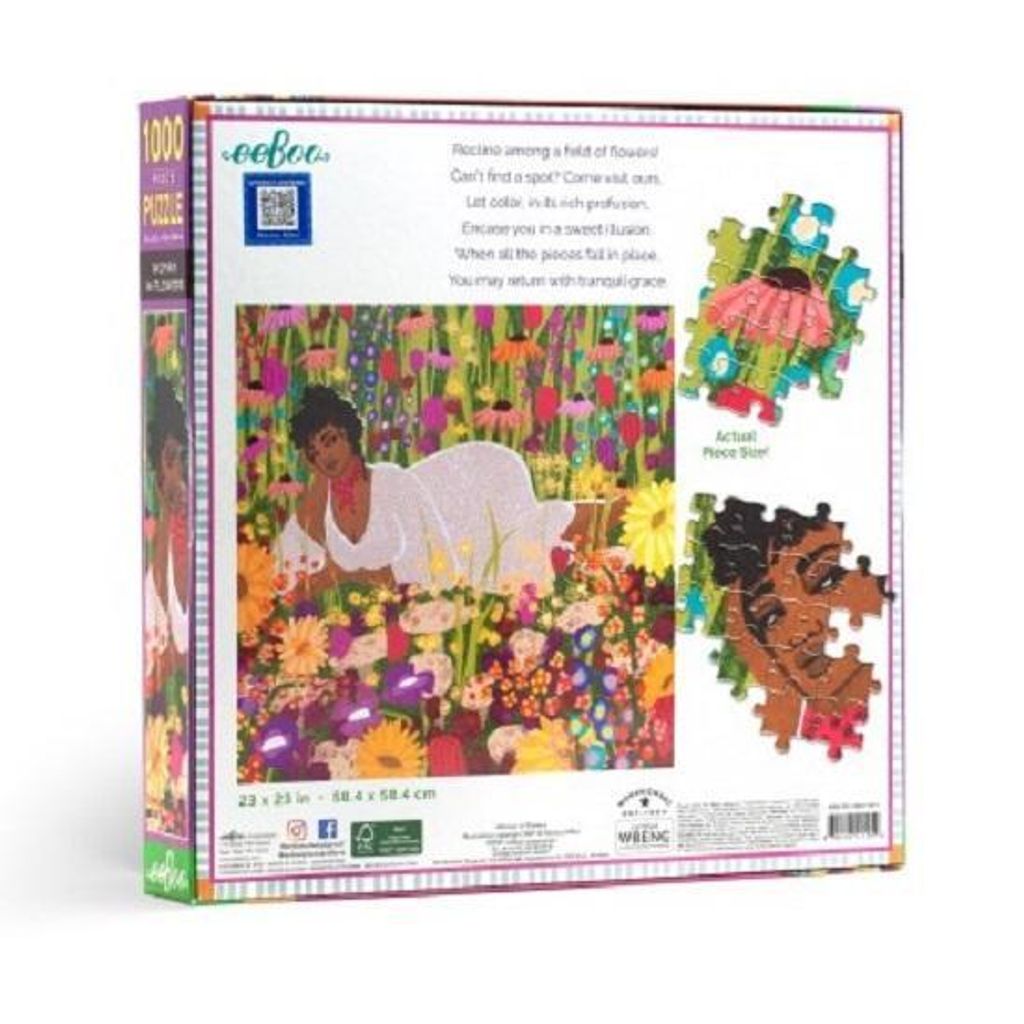 EEBOO Quadratisches Puzzle Frau in Blumen 1000 Teile