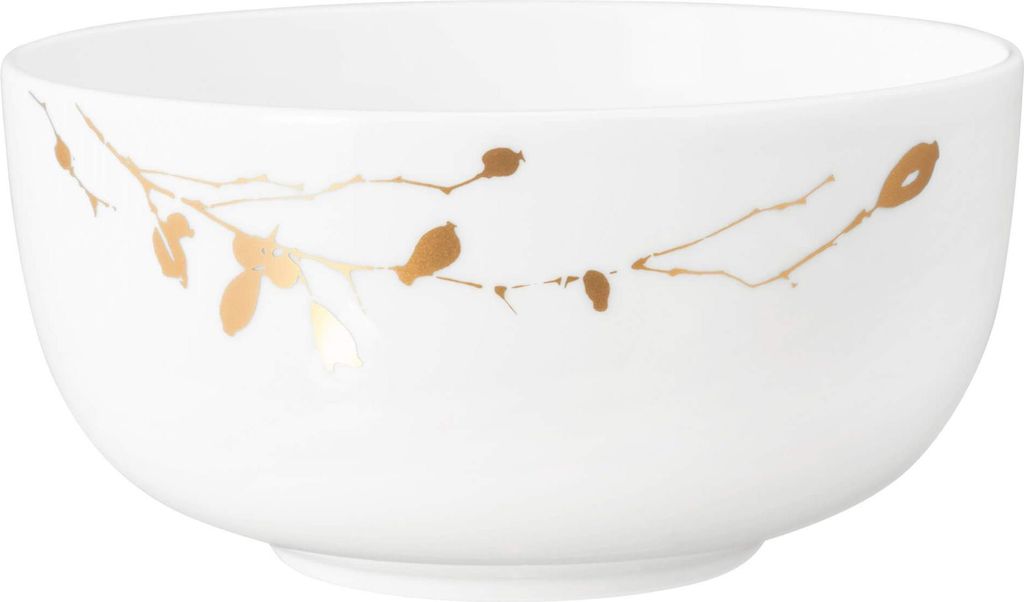 Schüssel - Weiß - Goldgelb - Ø 17,5 cm - Porzellan - Rosenmotiv