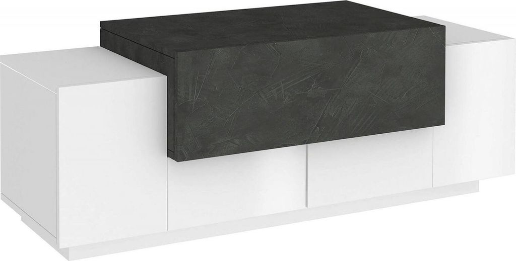 Eingangsmöbel Mirco, Moderner multifunktionaler Eingangsbereich, Mehrzweckschrank für Eingangsbereich, 100 % Italy, cm 120x45h46, glänzend wei...