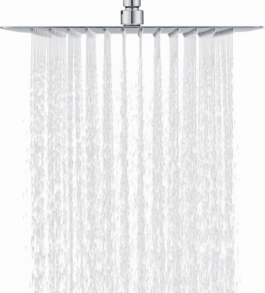 Duschkopf Regendusche 12 Zoll Quadrat,304 Edelstahl Regendusche Duschkopf Wassersparender mit 144 Silikondüsen mit Antikalk-Funktion, Regenduschko...