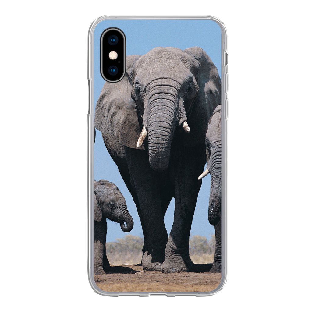 MuchoWow Handyhülle Schutzhülle Hülle für iPhone X Elefant - Prärie - Tiere - Natur Silikon Softcase Handy Hülle - Handyhülle