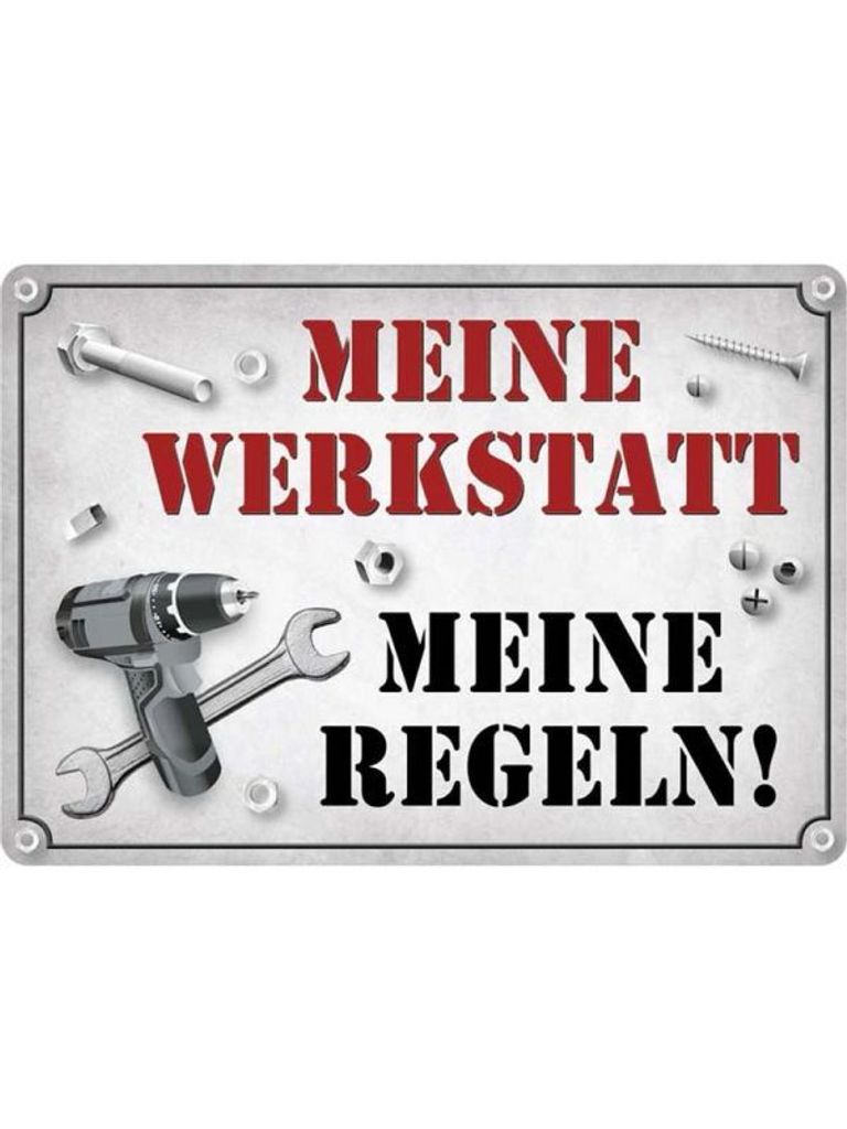 Meine Werkstatt, meine Regeln, Blechpostkarte 10,5 x 14,8 cm, PC302/185