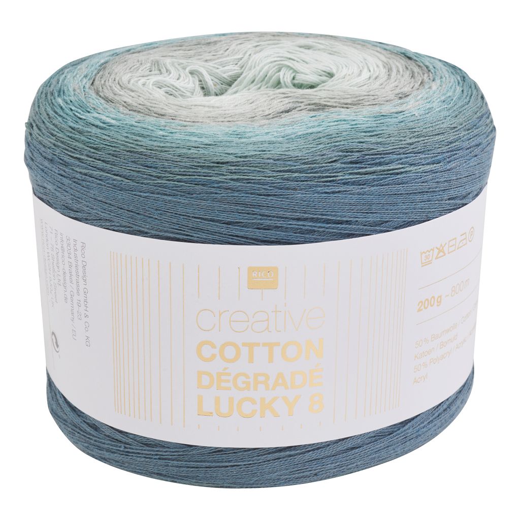 Rico Design Creative Baumwolle Dégradé Lucky 8, 200 g, ca. 800 m Farbe 024