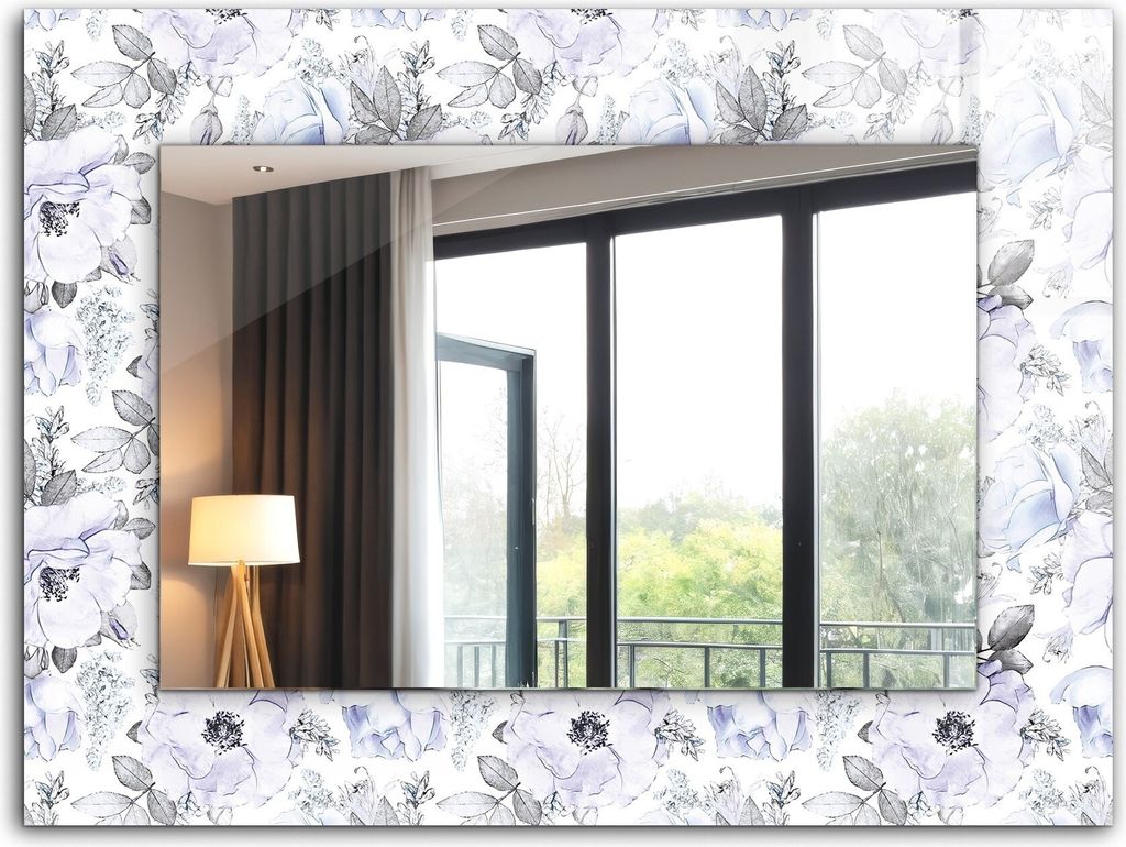 Bedruckter Spiegel - Wandspiegel - Dekorativer - Modern - 80x60 cm - Blumen Und Blätter