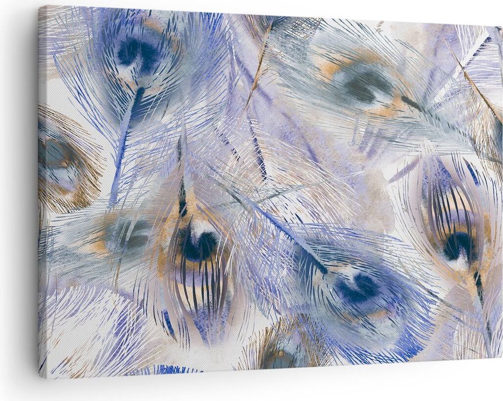 Bild auf Leinwand - Leinwandbild - Pfau Feder modern - 70x50cm - Wand Bild - Wanddeko - Wandbilder - Leinwanddruck - Bilder - Kunstdruck - Wanddeko...