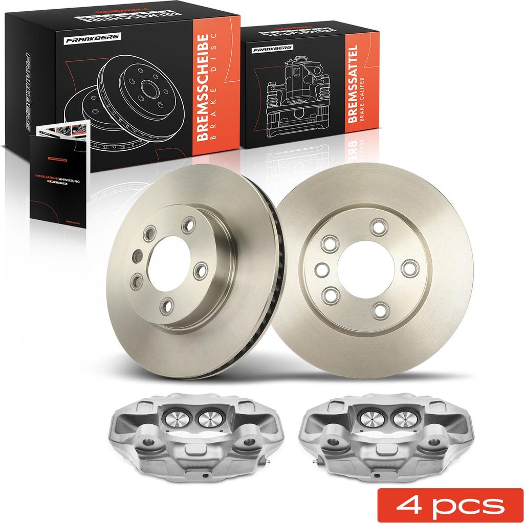 Frankberg 2x Bremssattel+2x Bremsscheiben Vorne für VW Touareg 7L6 7L7 7LA 7P5 7P6
