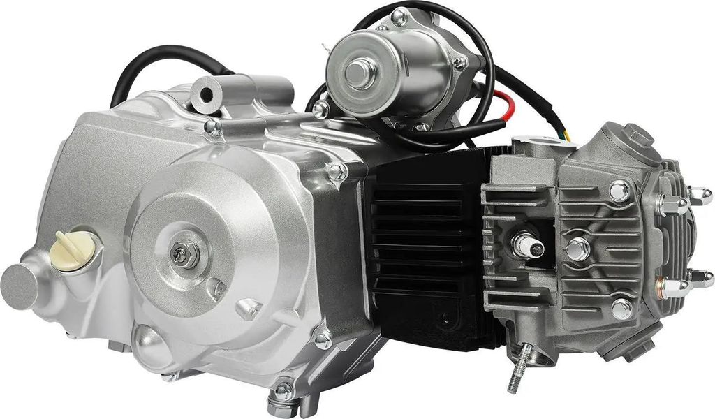 125 ccm 4-Takt Motor - ATV/Quad Motor - Halbautomatik - 3 Gänge + Rückwärtsgang - Eisen & Aluminium - Silber