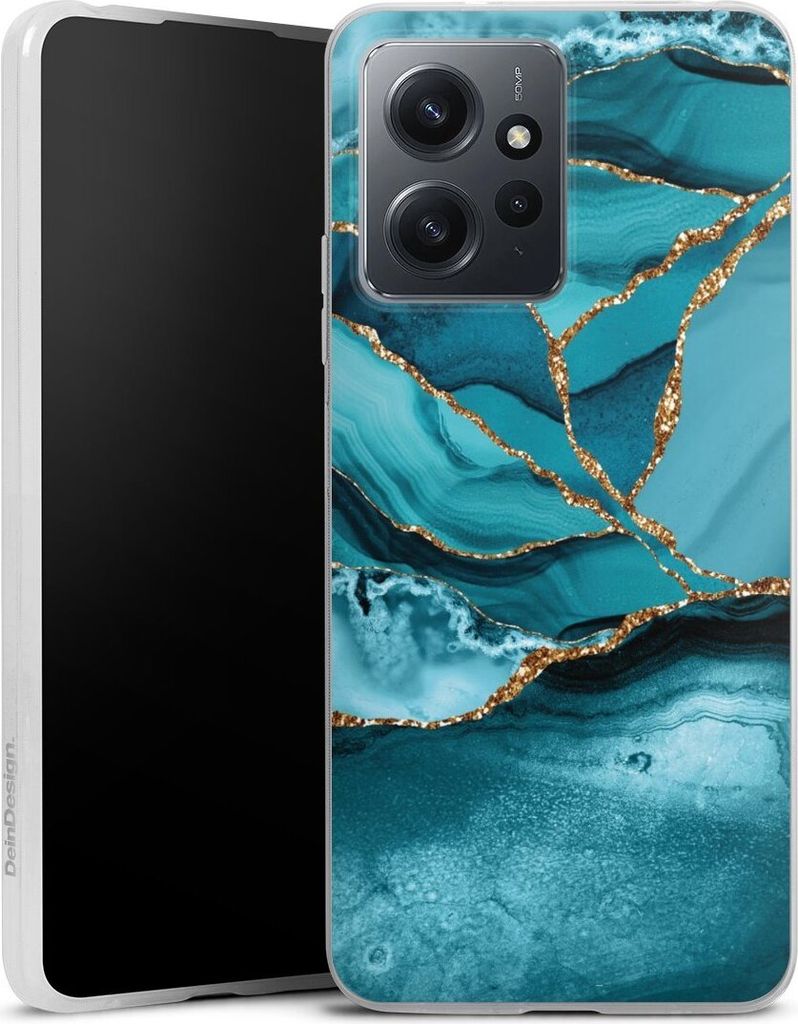 DeinDesign Slim Hülle für Xiaomi Redmi Note 12 4G Silikon Case Ultra Dünn Handyhülle Edelstein Glitzer Look Marmor