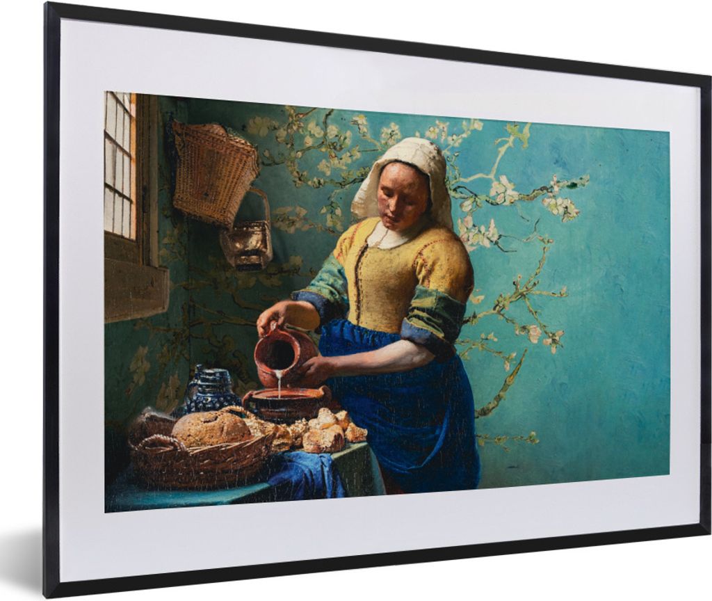 MuchoWow® Gerahmtes Poster Milchmädchen - Mandelblüte - Van Produktbild 