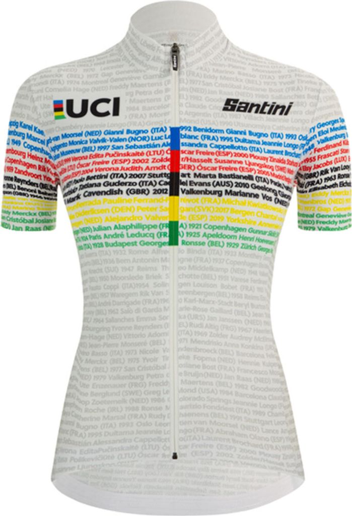 Santini Kurzarm Fahrradtrikot - UCI WORLD 100 LADY - Weiß/Regenbogen XL