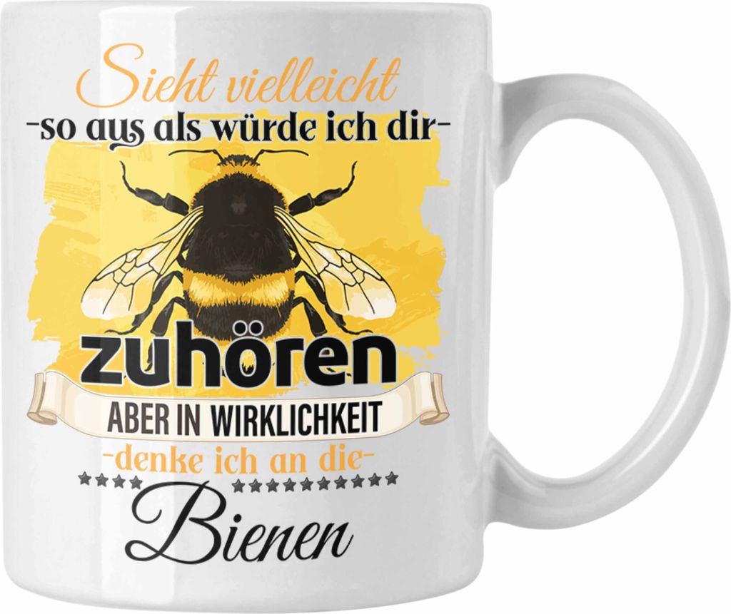 Trendation - Imker Geschenk Tasse Bienen Liebhaber Geschenkidee Lustiger Spruch (Weiß)