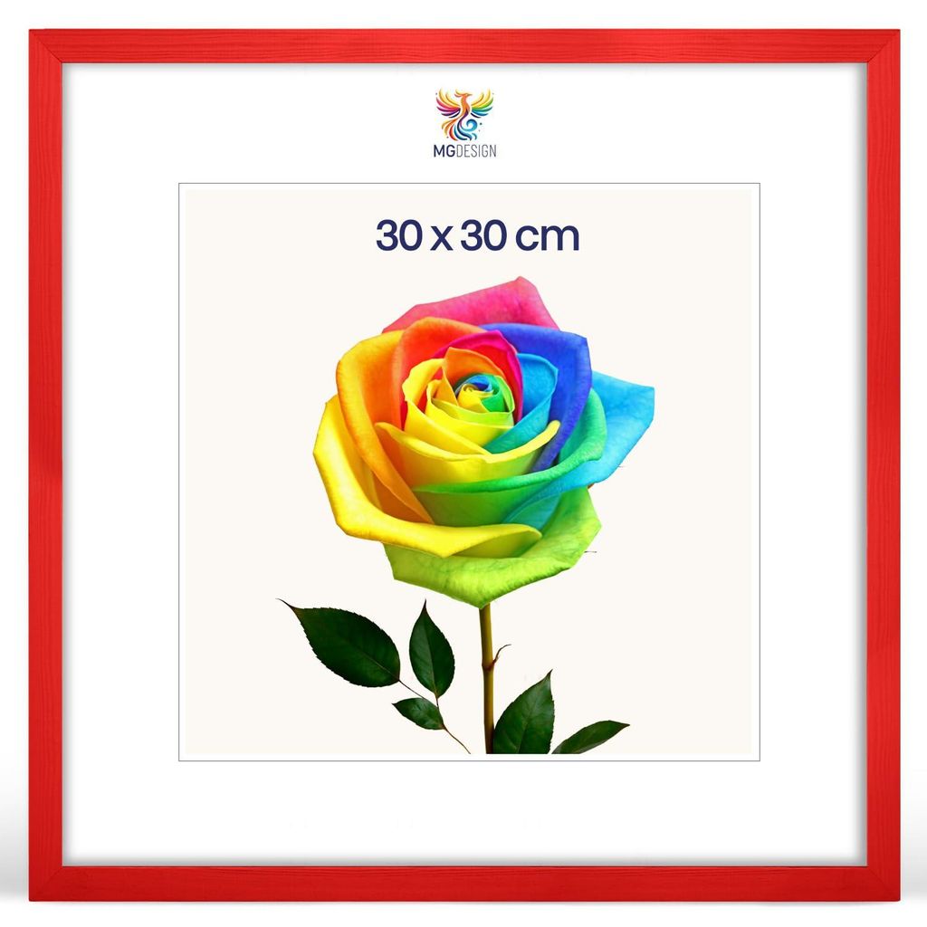 MG Design Bilderrahmen 30 x 30 cm - Posterrahmen mit Rot Produktbild 