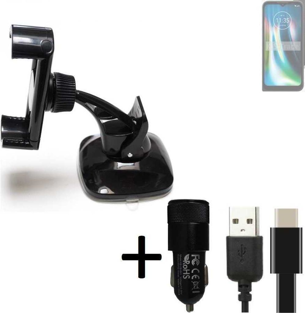 K-S-Trade Handy-Halterung kompatibel mit Motorola Defy 2 Windschutzscheibe / Armaturenbrett + LADEGERÄT mit Mico USB Kabel Autohalterung