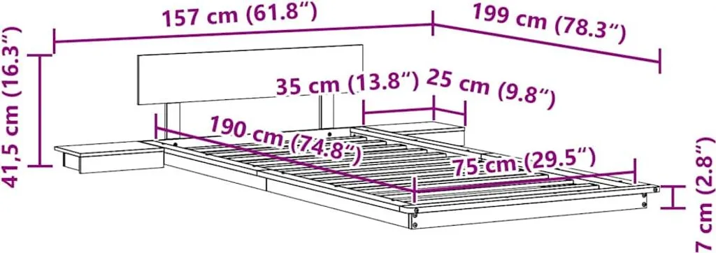 Letto Legno SYFAX 75x190 Marrone - Qualità Prezzo Imbattibile - 10