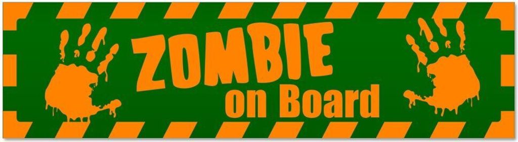 Kiwistar - Autoaufkleber - Orange - Grün - 30 x 8 cm - Zombie ob Board gestreift - Hinweis Aufkleber Sticker für Auto, Kfz, Fahrrad, PKW, LKW