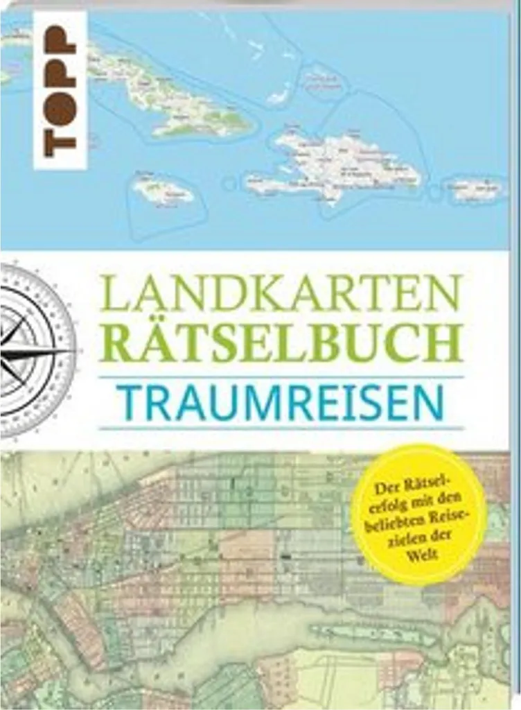 Livre d'énigmes cartographiques Traumreisen avec 80 puzzles de voyage