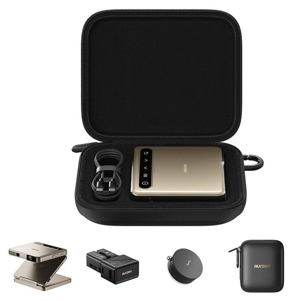 AURZEN ZIP Mini Beamer mit Akku & Powerbank Projektor Produktbild 