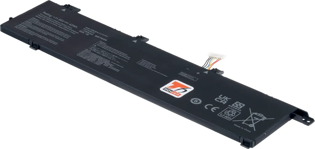 Batteria T6 Power per Asus X432FL, Li-Poly, 11,55 V, 3640 mAh (42 Wh), nero