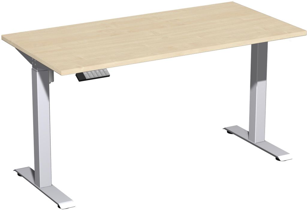 Elektro-Hubtisch höhenverstellbar, 1400x700x740-1175, Ahorn/Silber